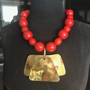 Vintage One-of-a Kind Robert Lee Morris Coral & Beaded Necklace